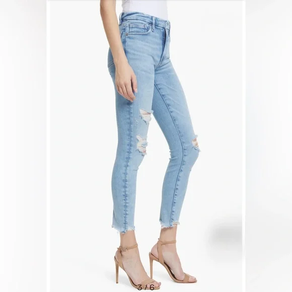 Good American Good Waist Skinny High Rise Blue Jeans Tummy Tech Size 2 /26 - Picture 4 of 16